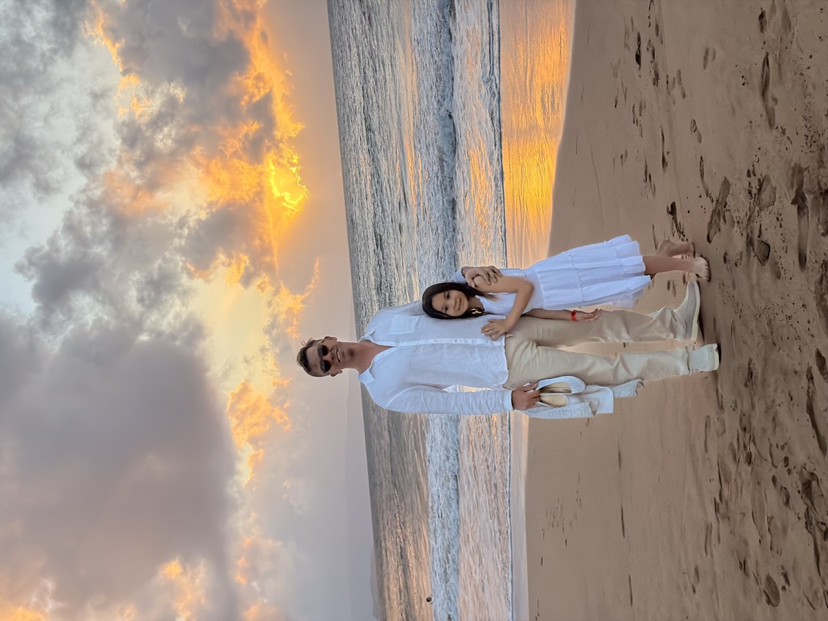 Sophia and dad on the beach