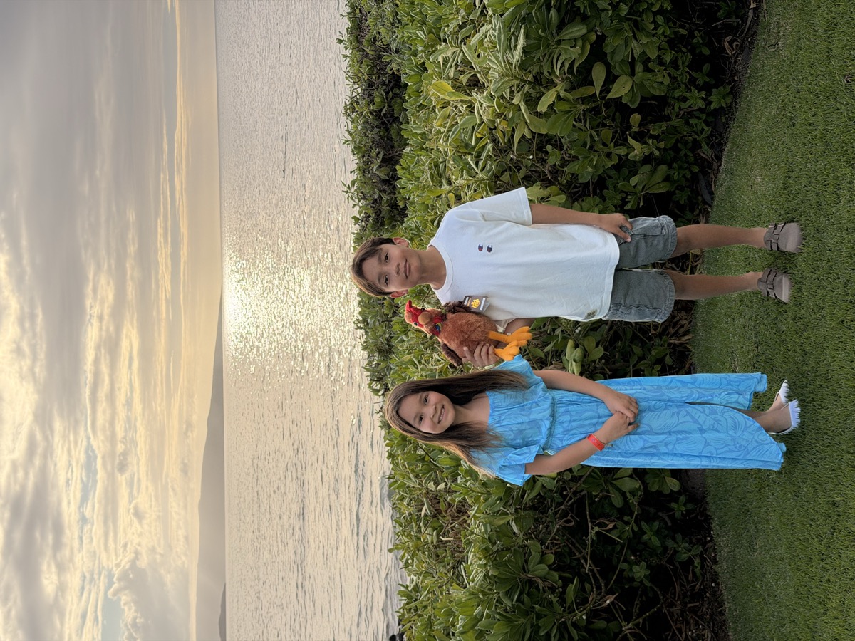 Sophia and sibling at sunset